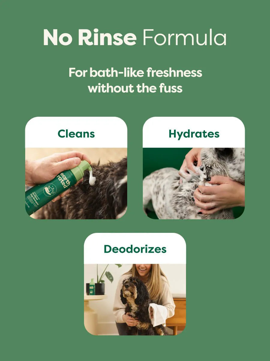Waterless Foam Dog Shampoo - No-Rinse Cleanser for All Coat Types