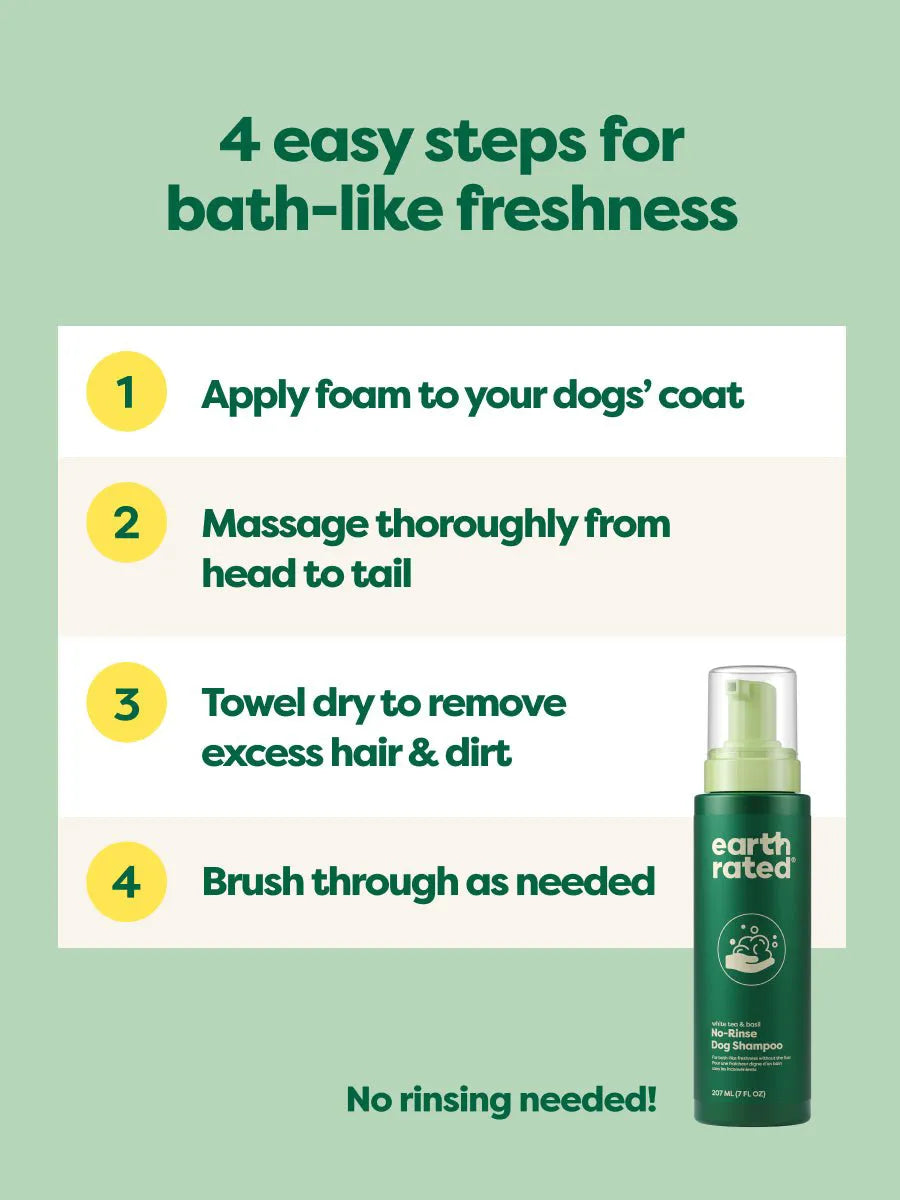 Waterless Foam Dog Shampoo - No-Rinse Cleanser for All Coat Types