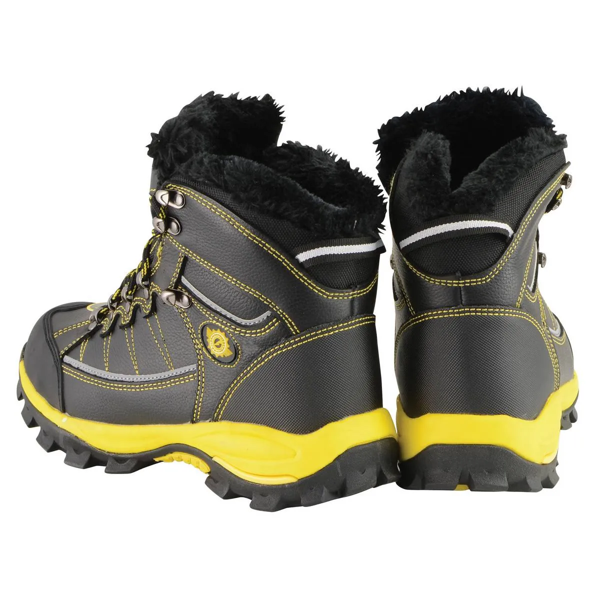 Bazalt MBM9125ST Men's Faux Fur Lined Black with Yellow Water and Frost Proof Boots with Composite-Toe