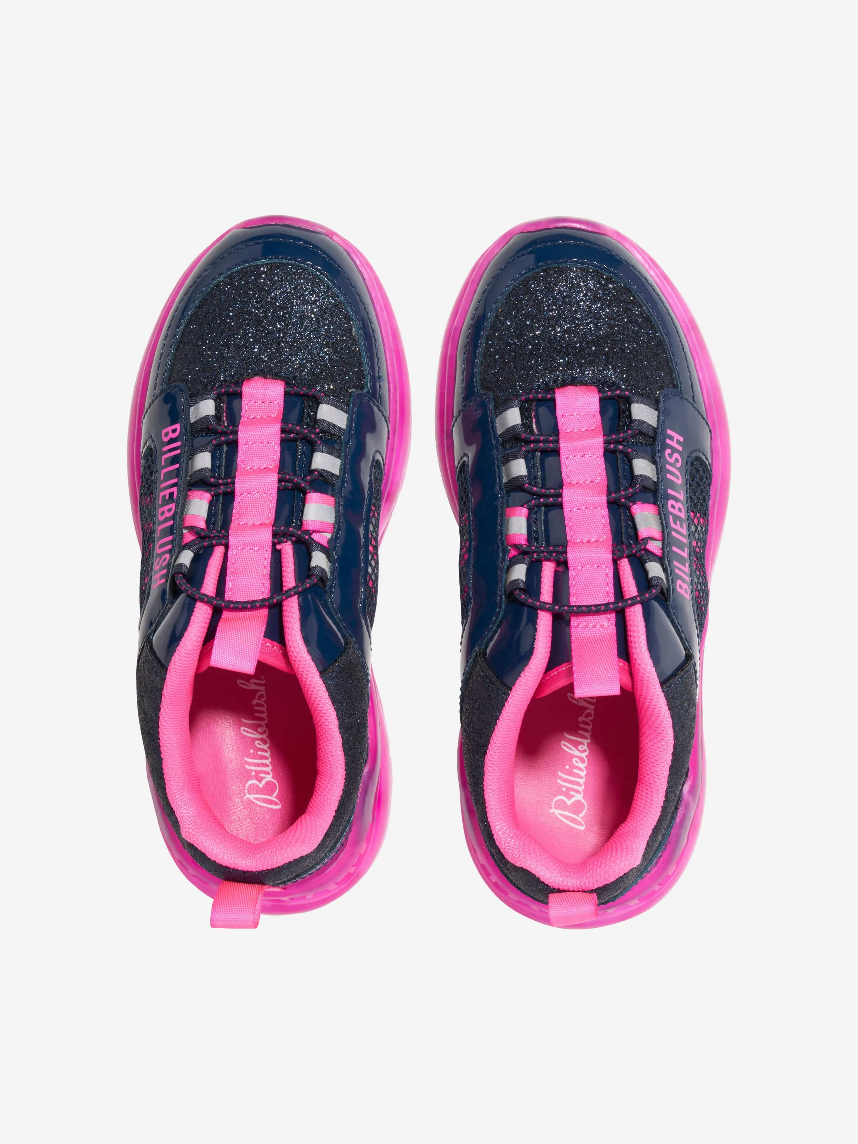 Billieblush Girls Glittery Patent Trainers in Navy