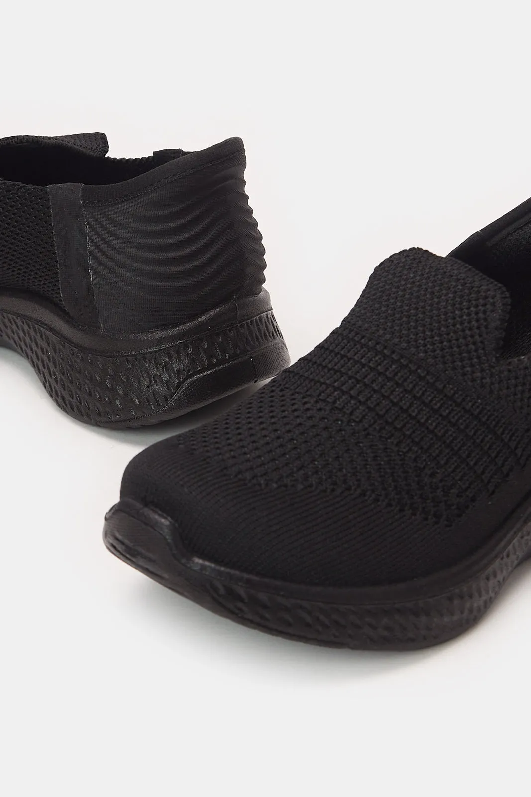 Boys Black Easy Slip-On Shoes