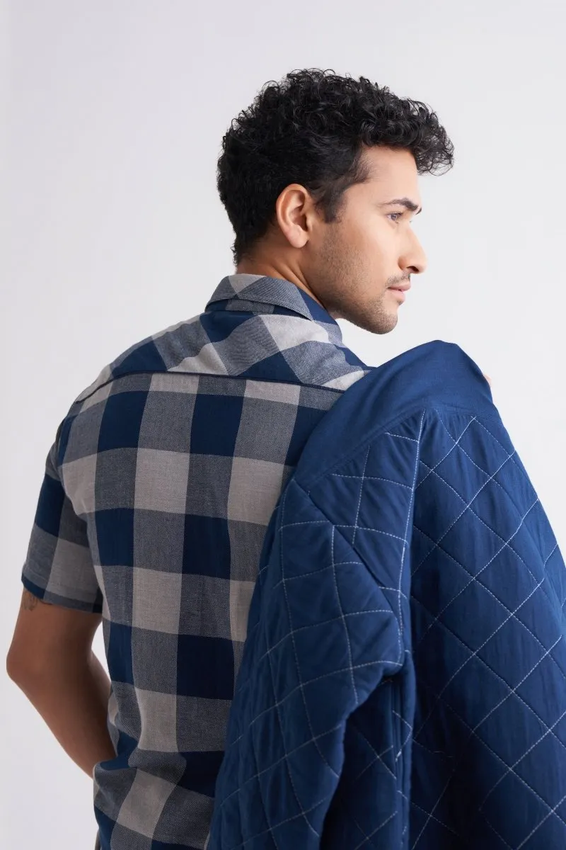 Camp Collar Shirt - Navy Check