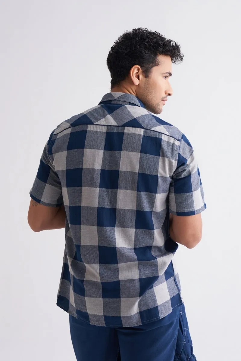 Camp Collar Shirt - Navy Check