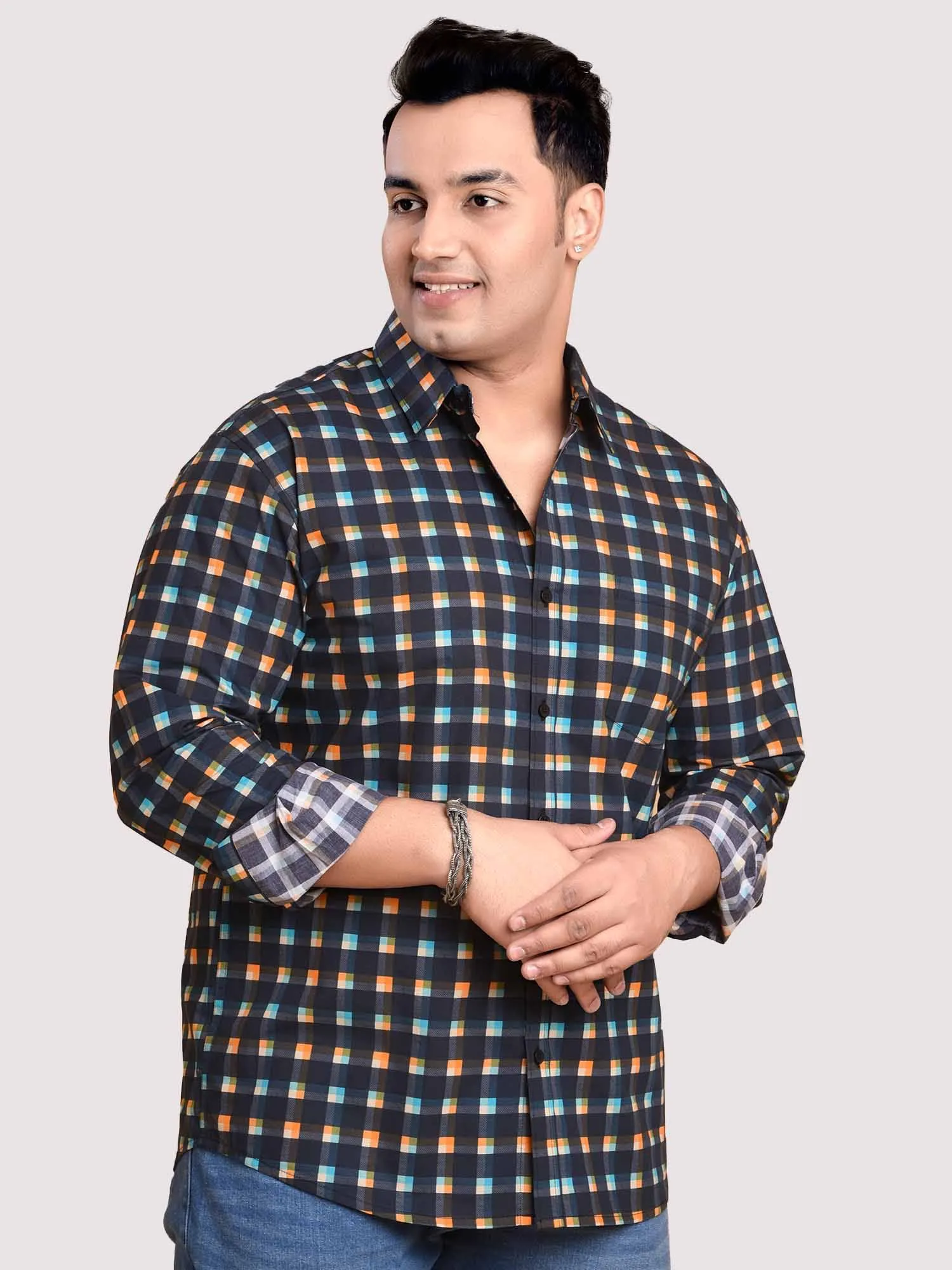 Checks Train Printed Full sleeve Men's Plus size