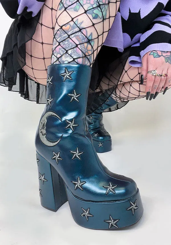 Dreams of Mooncraft [Teal] | HEELED BOOTS