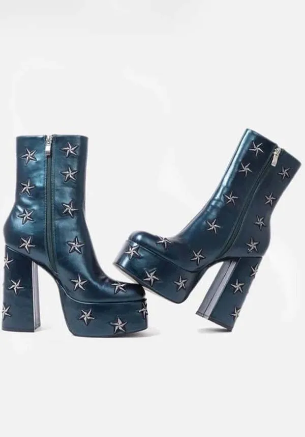 Dreams of Mooncraft [Teal] | HEELED BOOTS