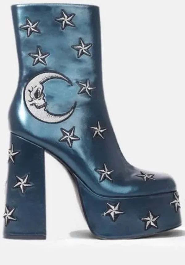 Dreams of Mooncraft [Teal] | HEELED BOOTS