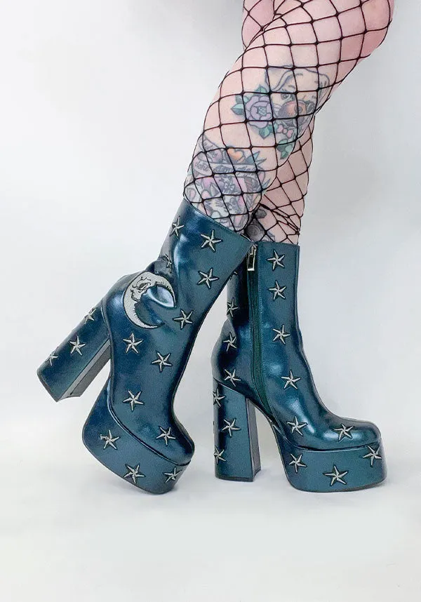 Dreams of Mooncraft [Teal] | HEELED BOOTS