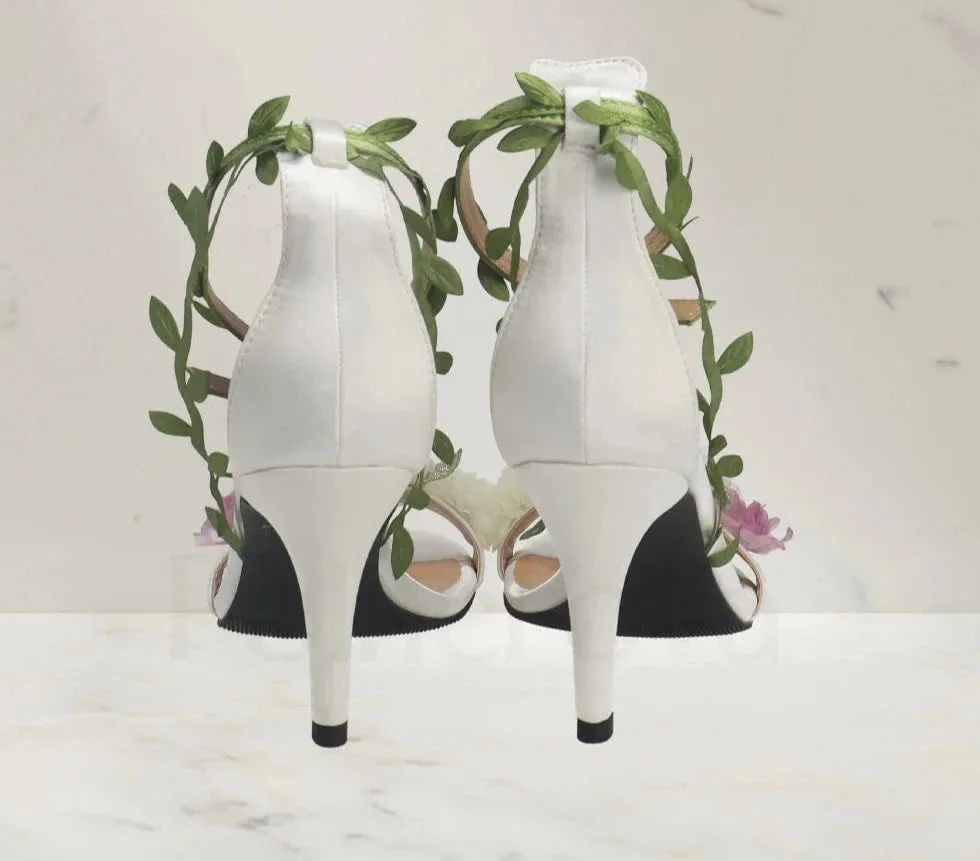 Floral Vine Open Toe High Heel Sandals