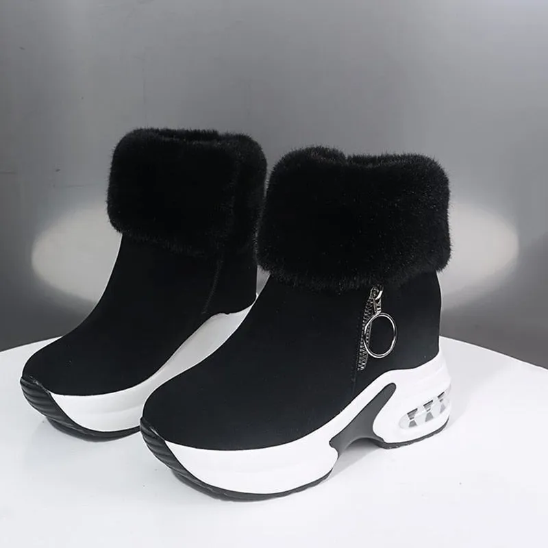 Fur Zipper Wedges Winter Boots