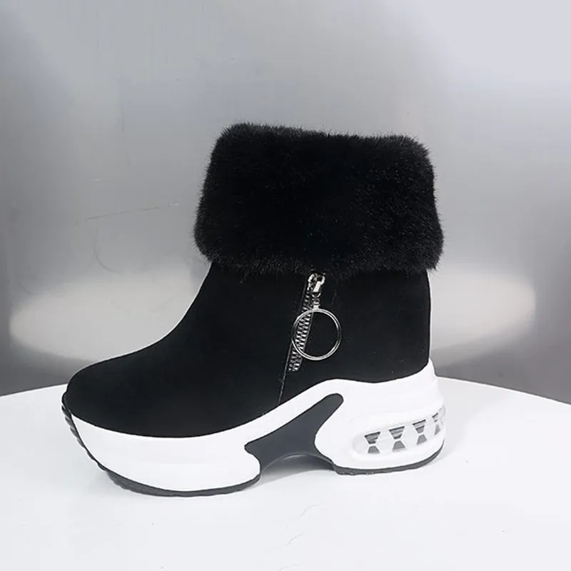 Fur Zipper Wedges Winter Boots