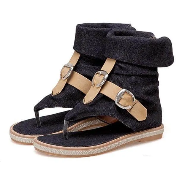 Gladiator Buckle Jean Sandals