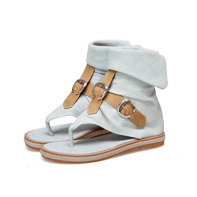 Gladiator Buckle Jean Sandals