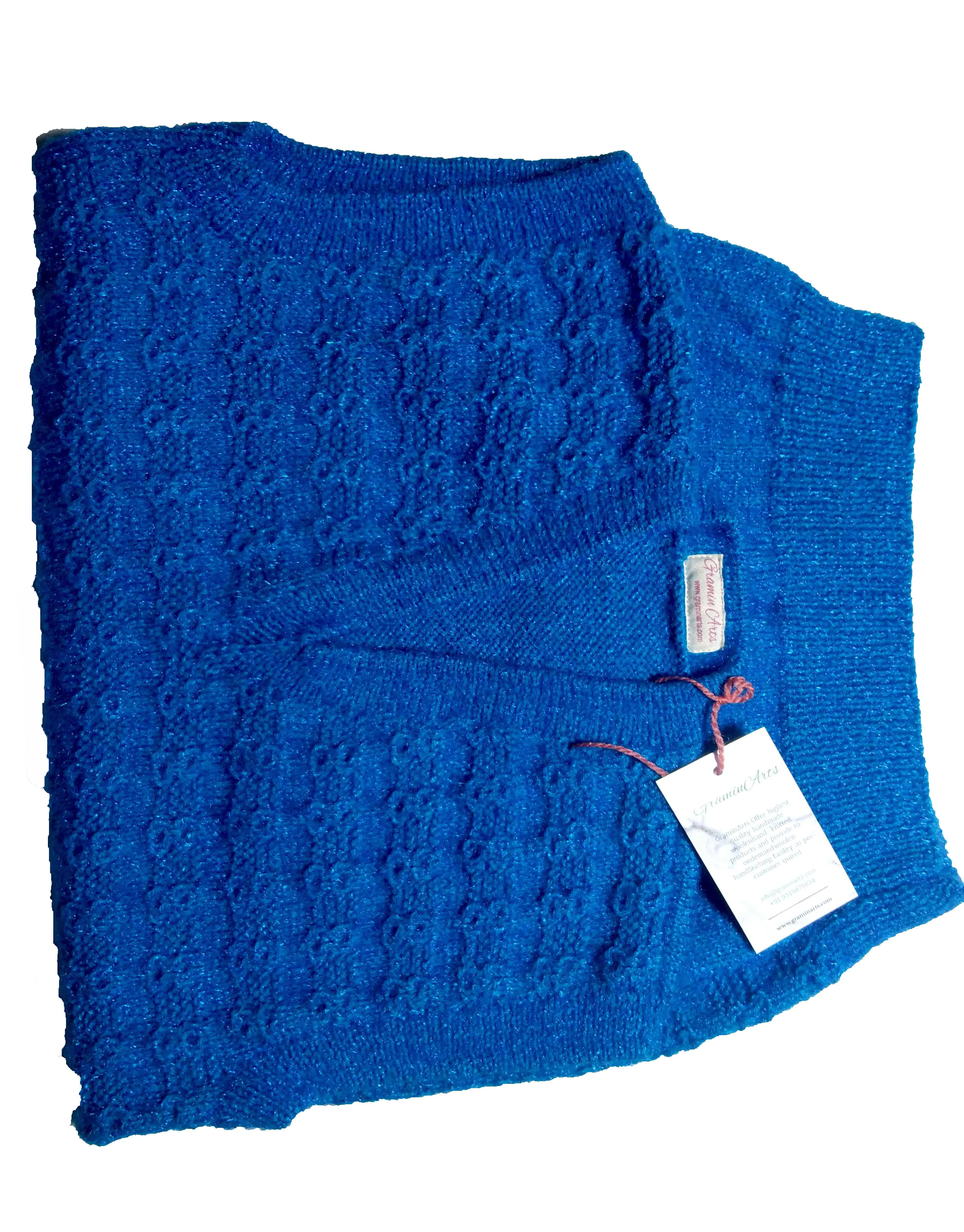 GraminArts Blue Color Handmade Woolen Sleeveless Sweater for Men