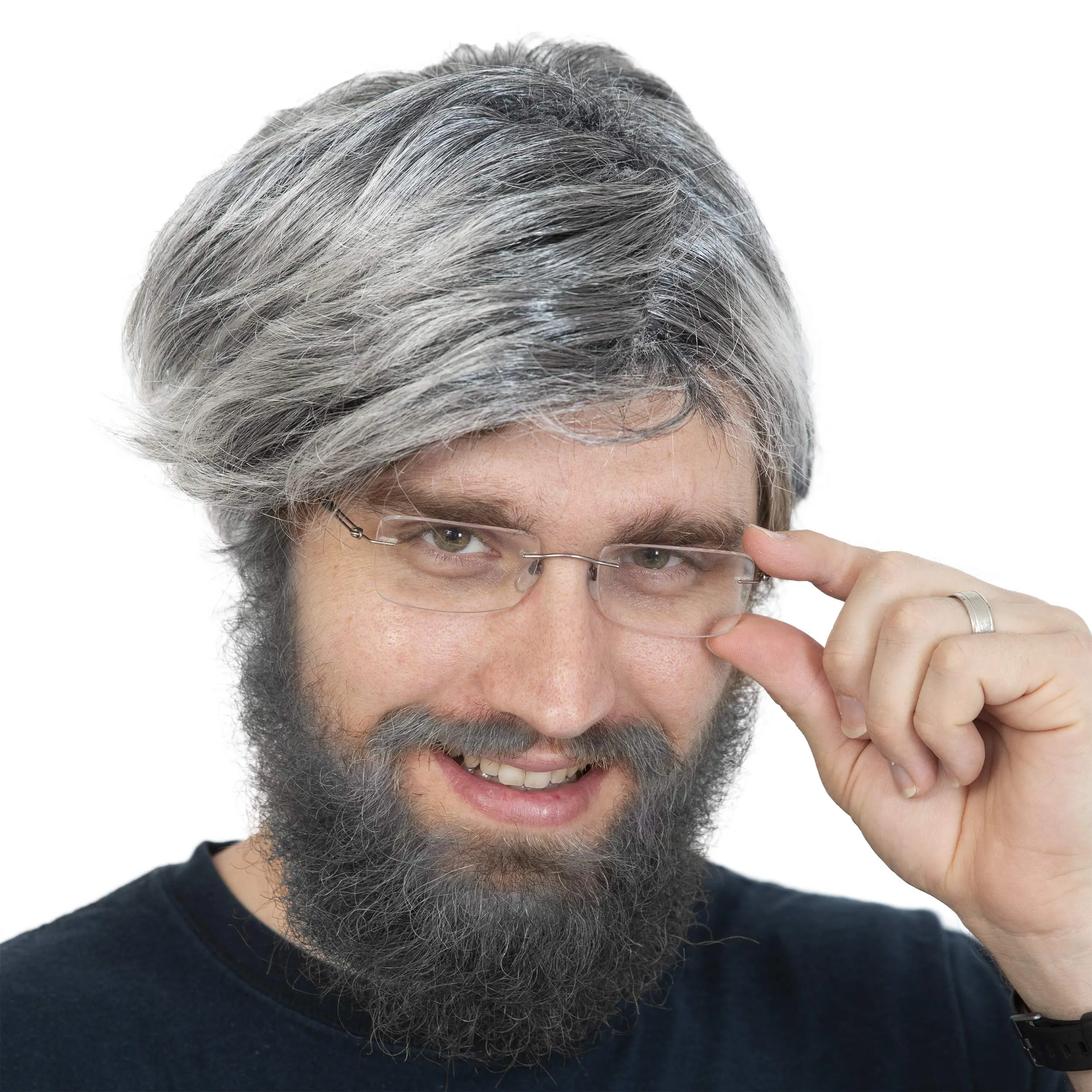 Grey Old Man Wig - Salt and Pepper Hair Old Person Grandpa Wigs Costume Accessories for Boys and Girls