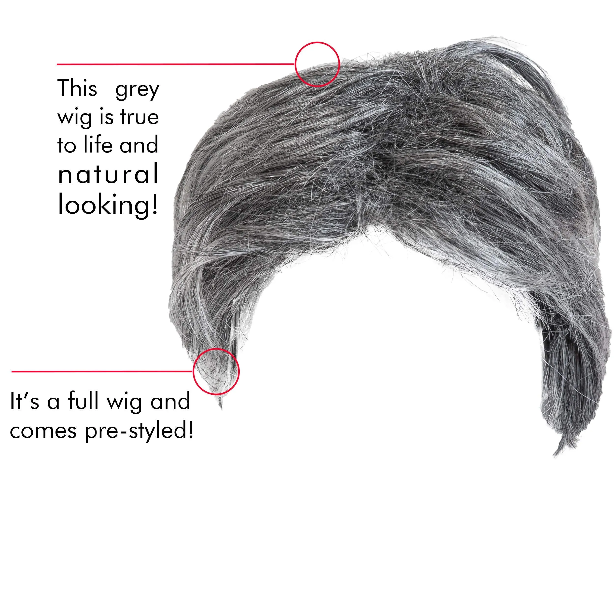 Grey Old Man Wig - Salt and Pepper Hair Old Person Grandpa Wigs Costume Accessories for Boys and Girls