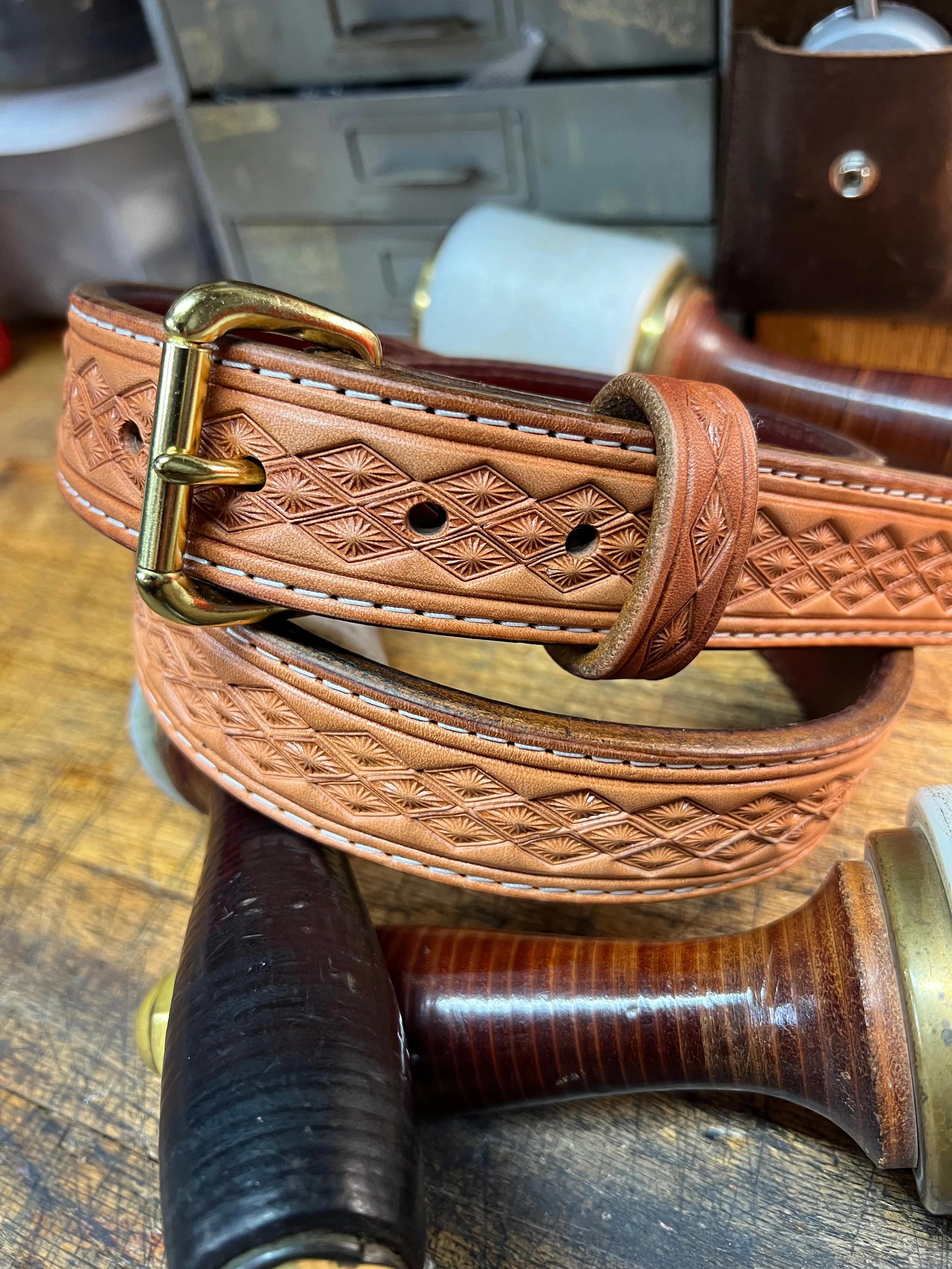 Handmade Custom Tooled & Stamped Belt