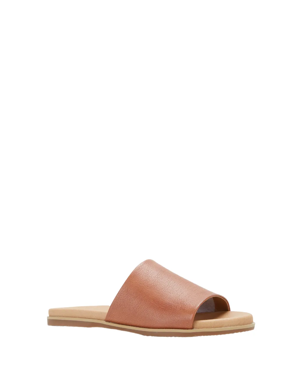 Hush Puppies Womens Paradise Slip On Leather Slides Dark Tan Sandals