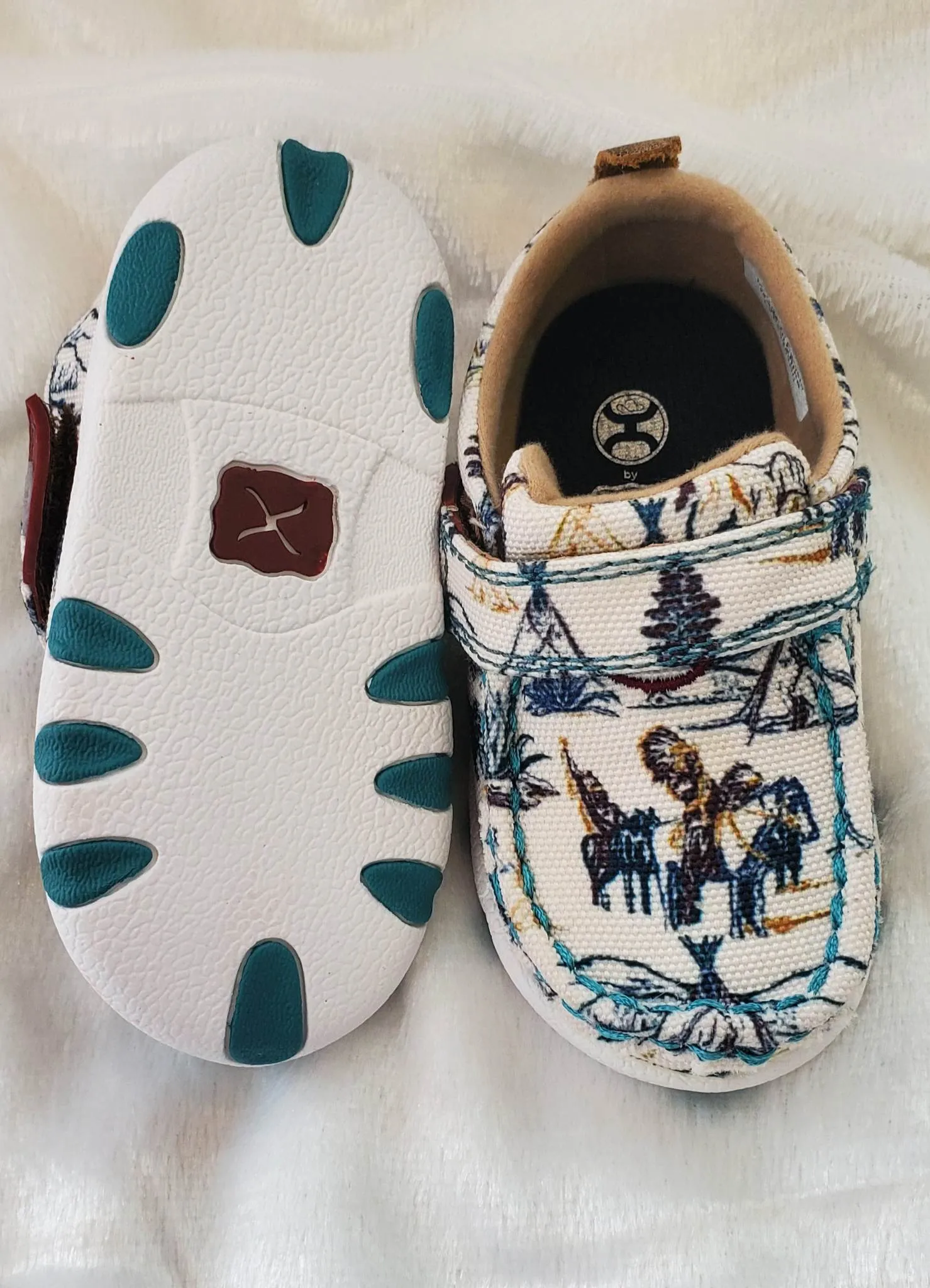 Infant Twisted X Hooey Ivory & Turquoise Shoe