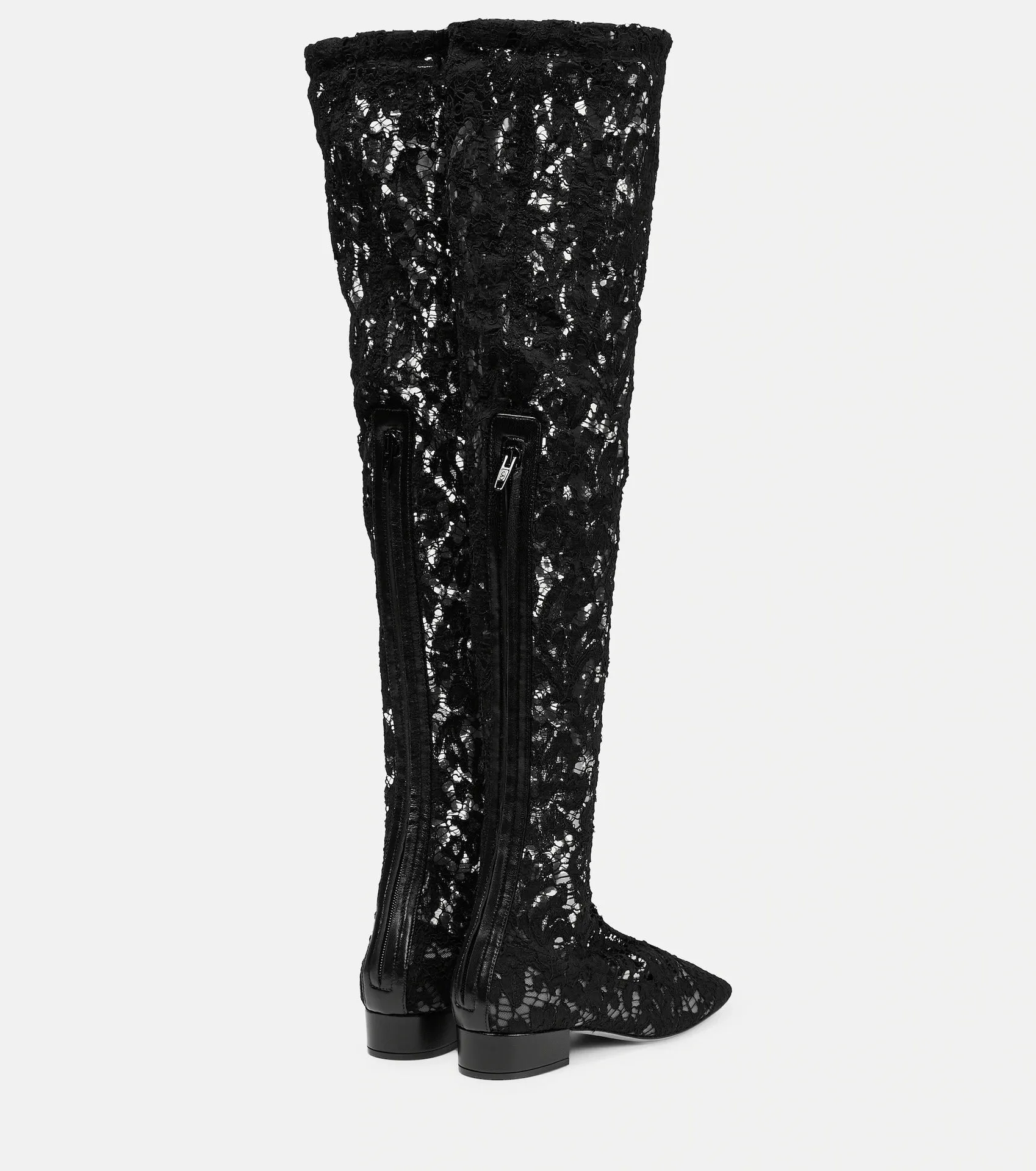 Lace Round Toe Low Heel Over-the-Knee Boots