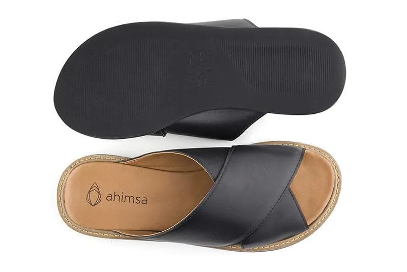 'Mia' women's vegan sandals by Ahimsa - black