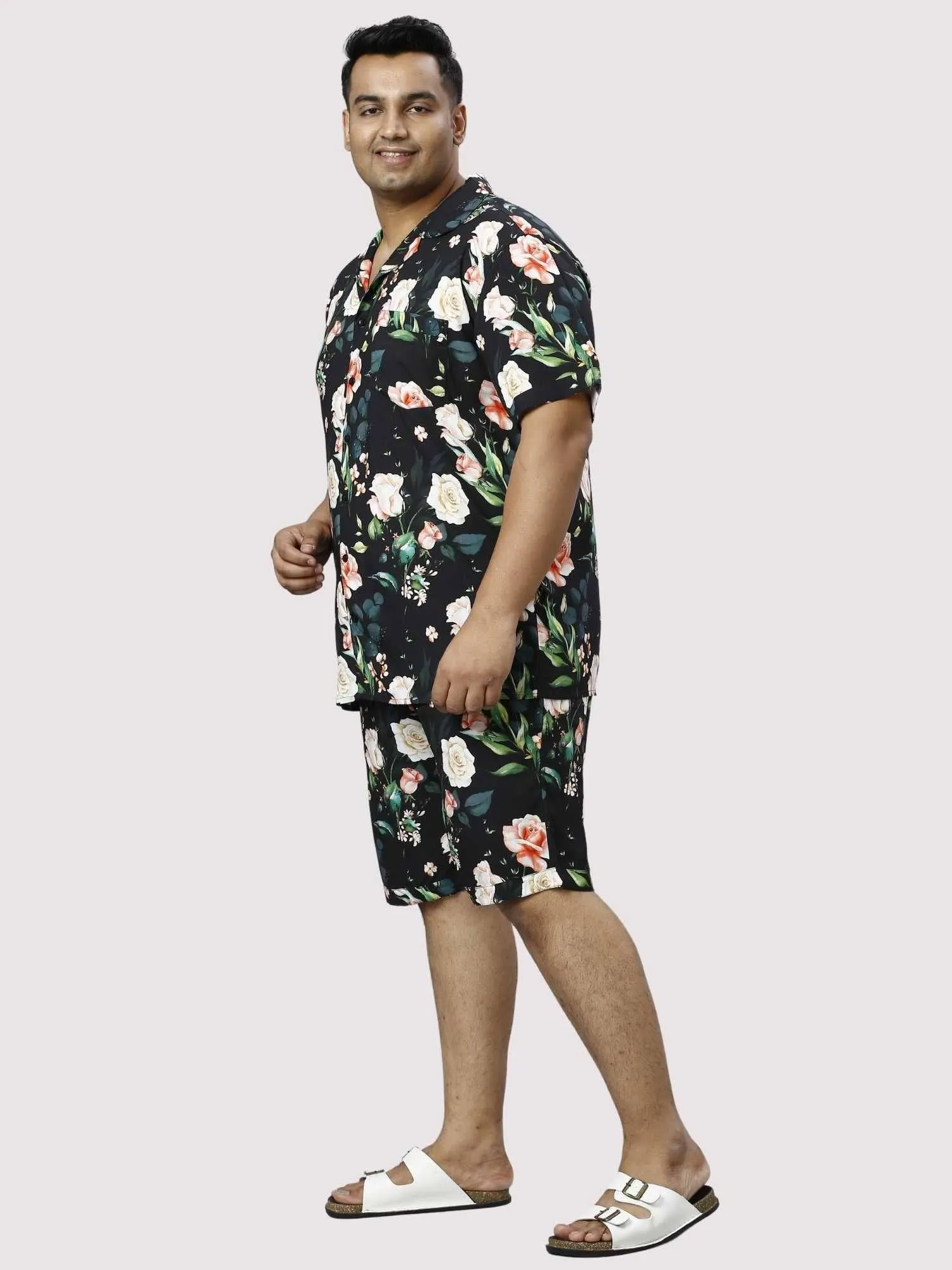 Night Blossoms Digital Printed Full Co-ords Set Men'sPlus Size