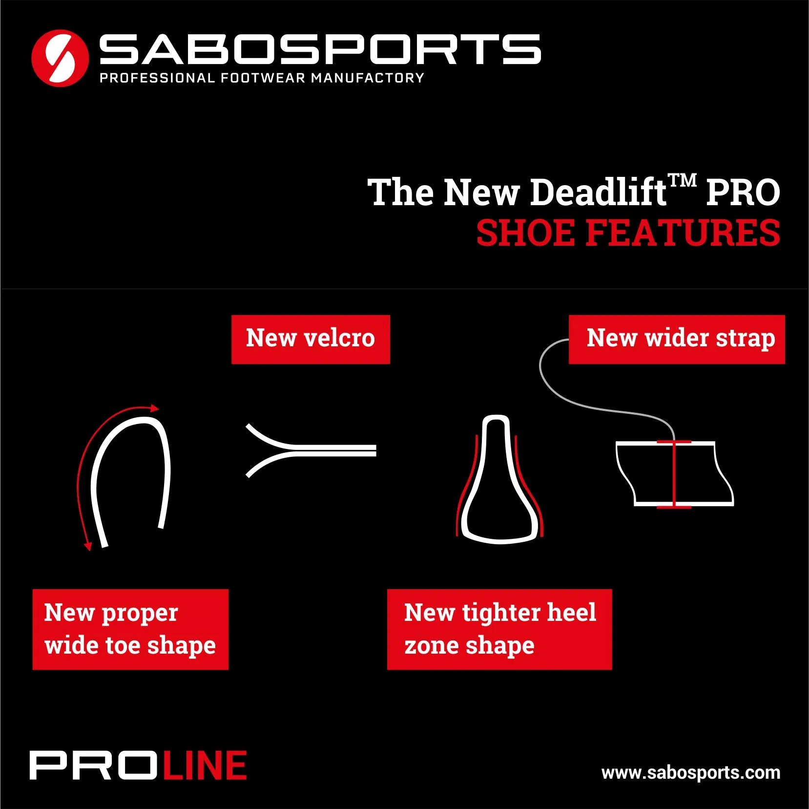 SABO Deadlift PRO Shoes - Black/Red - Limited тяга Edition