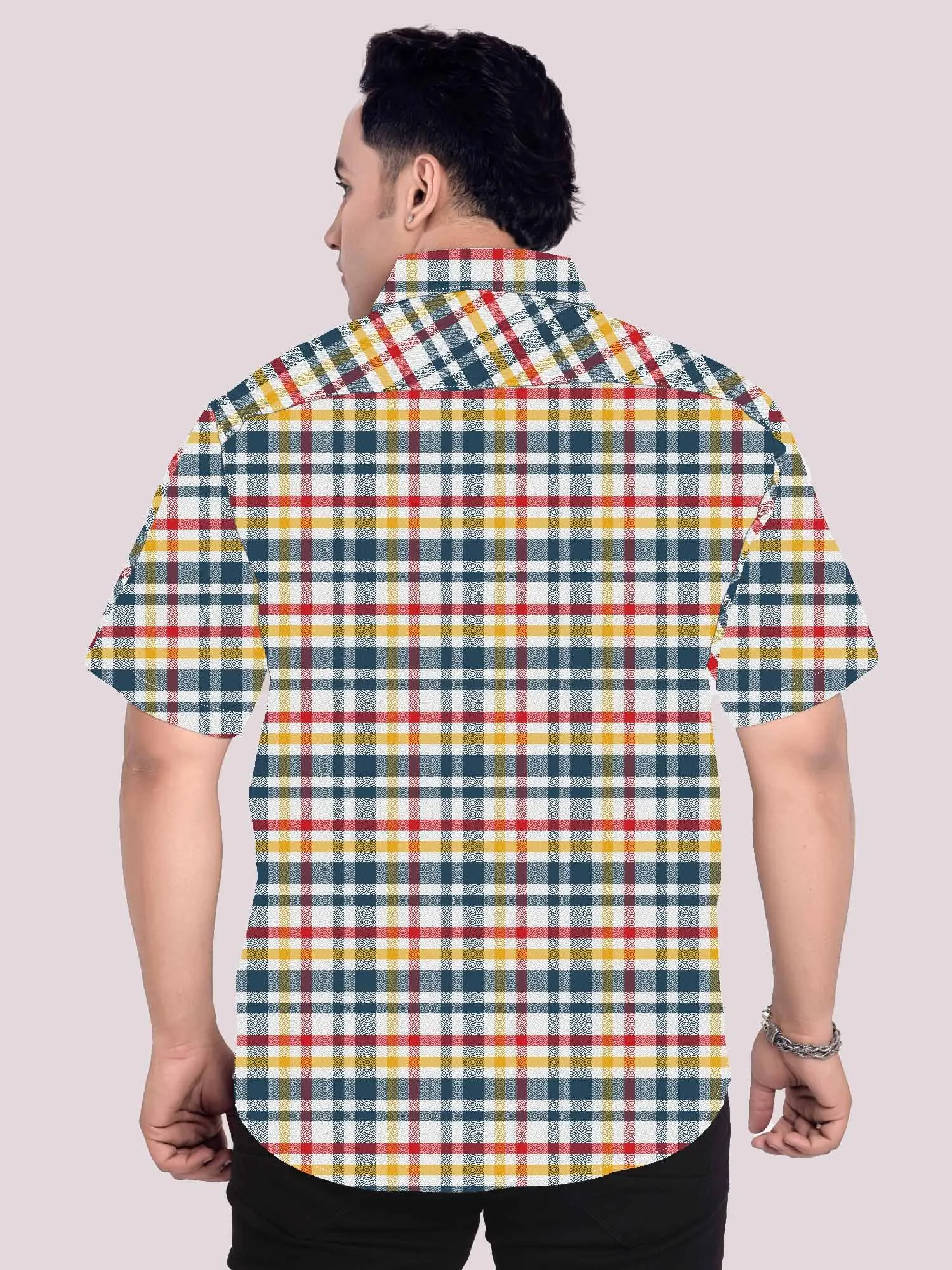 Scottish Checker Pattern Plus Size Half Shirt