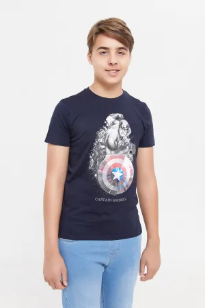 Senior Boys Navy Captain America T-Shirt