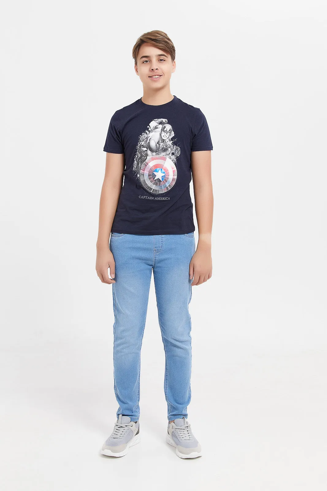 Senior Boys Navy Captain America T-Shirt