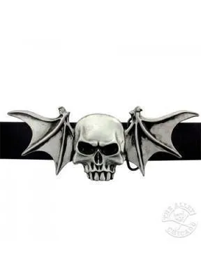 Skull With Bat Wings Belt Buckle