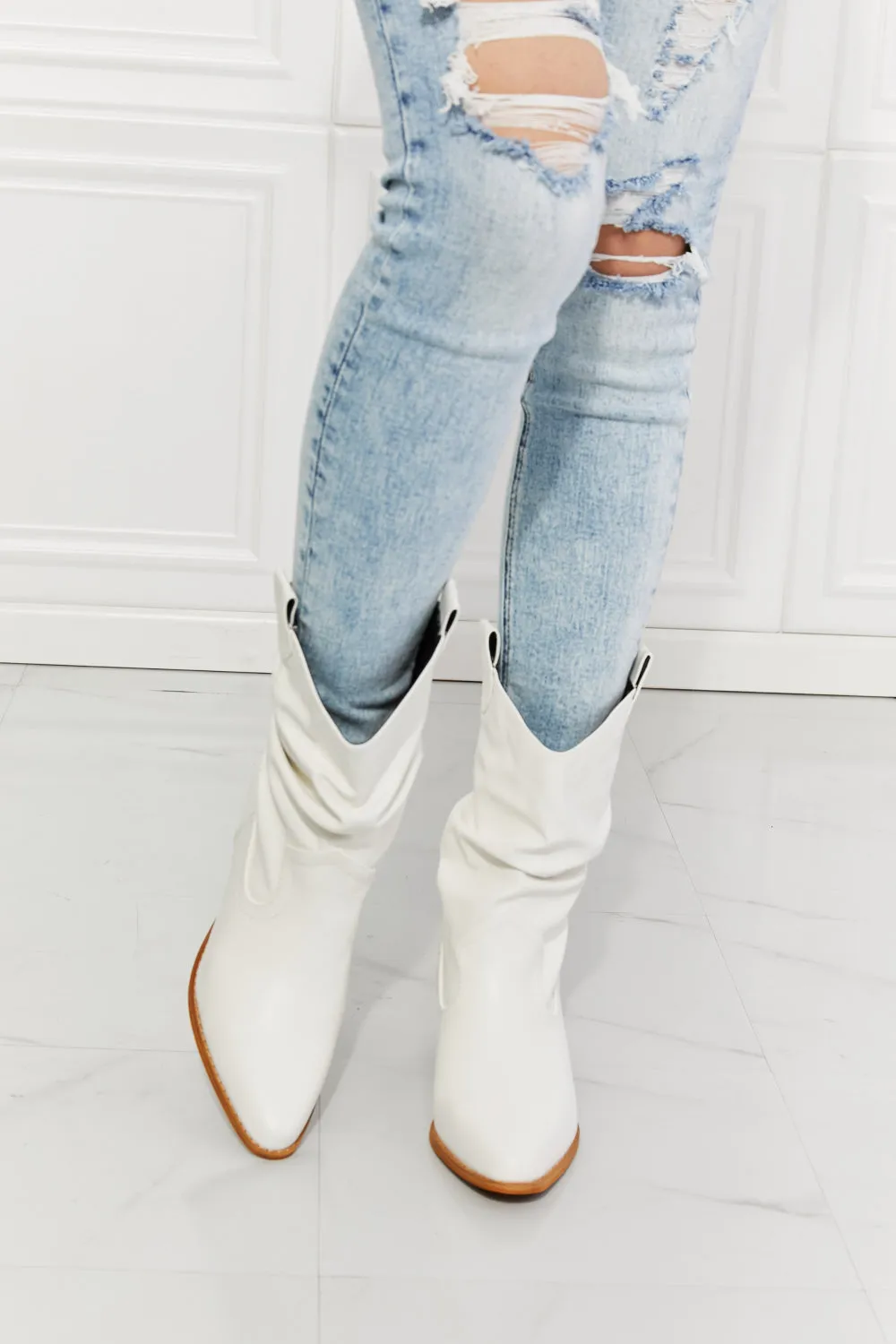 Texas Scrunch Cowboy Boots in White