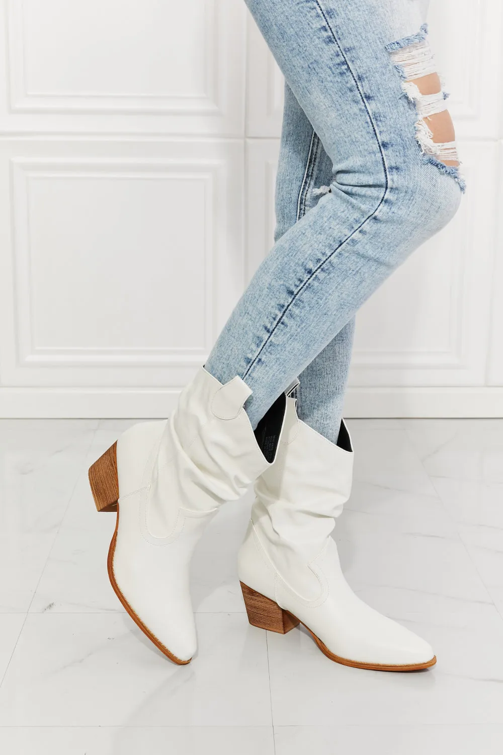 Texas Scrunch Cowboy Boots in White