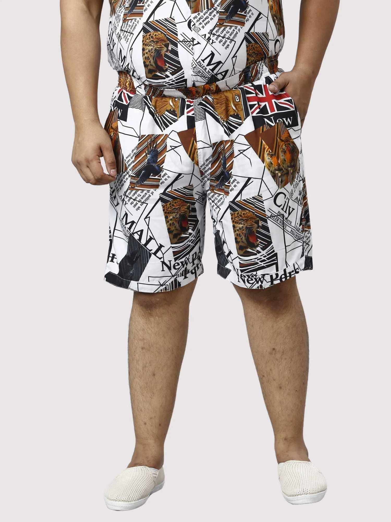 Wild Kingdom Digital Printed Half Co-ords Set Men's Plus Size